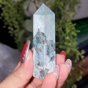 Blue Apatite Crystal Point Tower